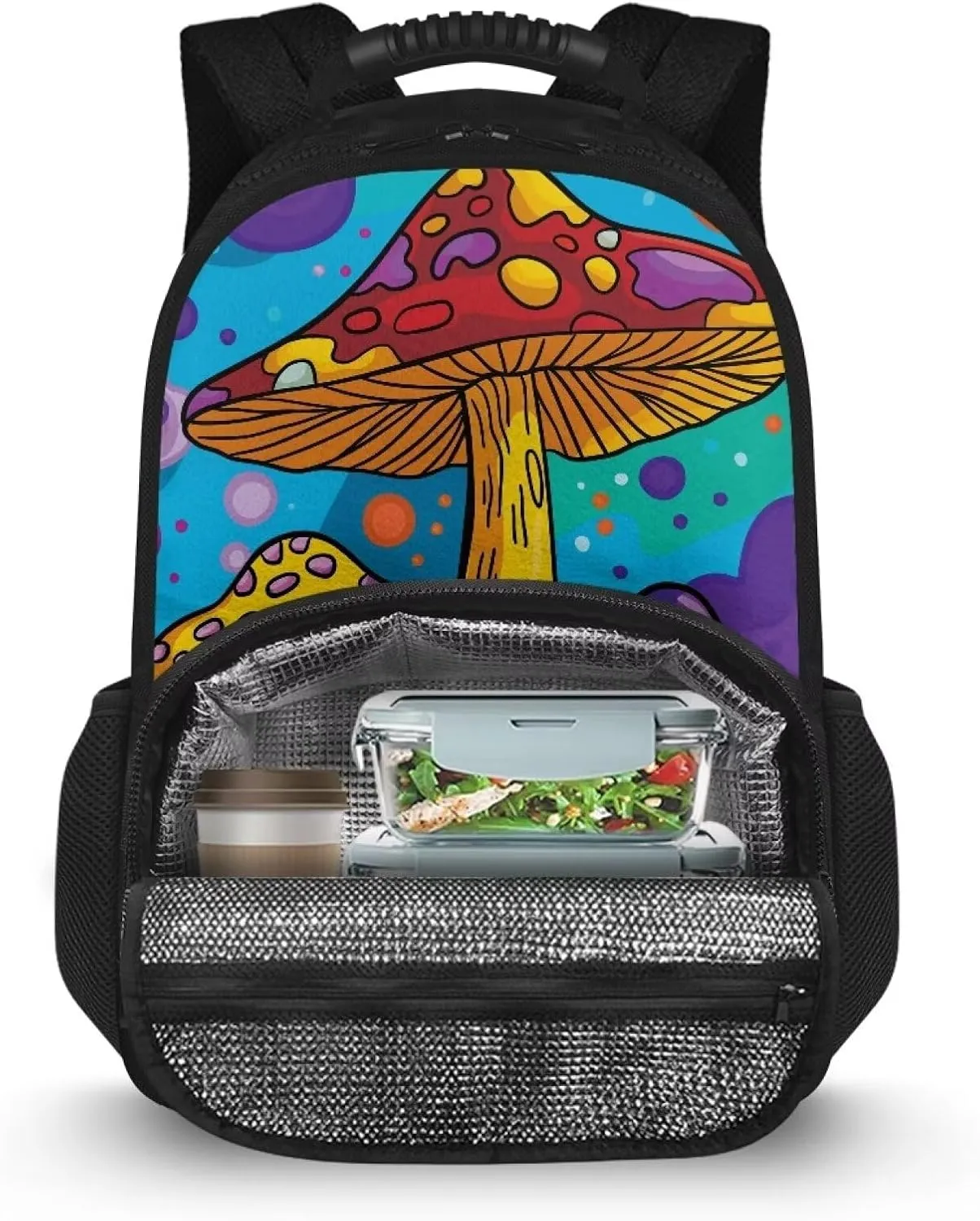 Gomyblomy Backpack Cooler Insulated Leak Proof Lunch Backpack for Women, Mushroom Print Cooler Backpack Soft Lightweight Thermal Bag for Travel Picnic Camping Hiking Rucksack