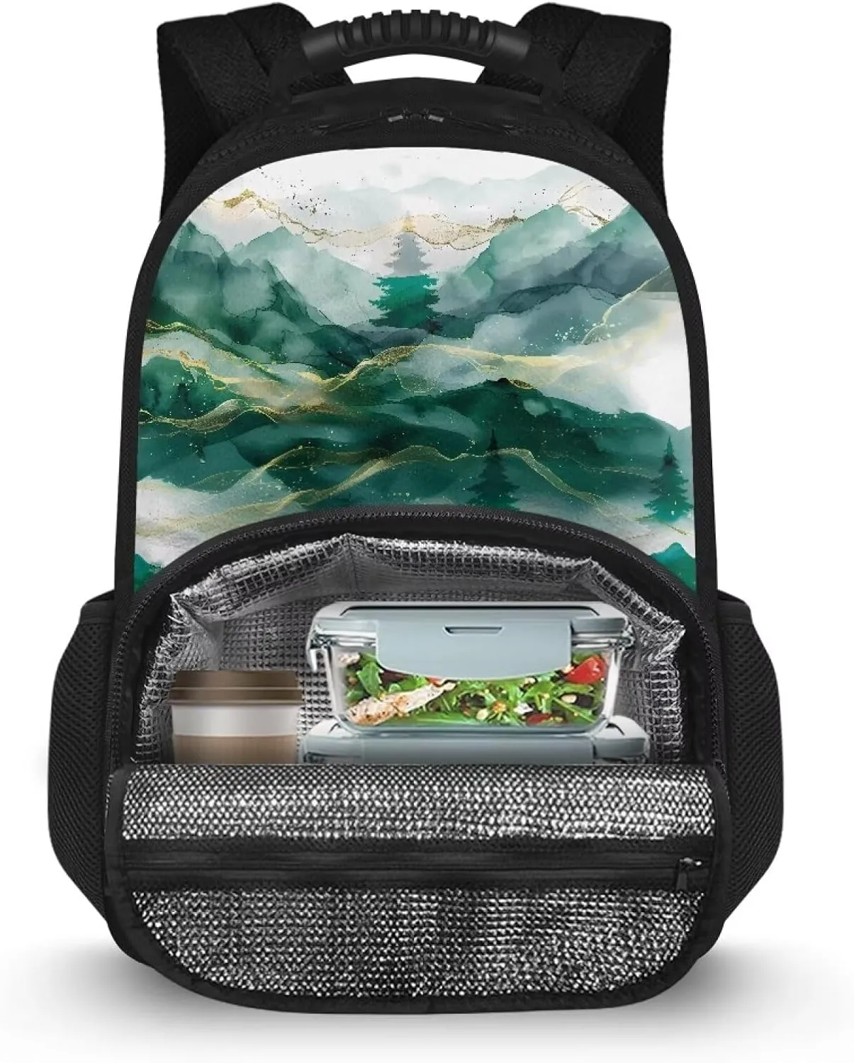 Gomyblomy Green Backpack Cooler for Women Men Leak Proof Insulated Lunch Backpack with Cooler Compartment, Lightweight Thermal Bag Beach Camping Hiking Daypack