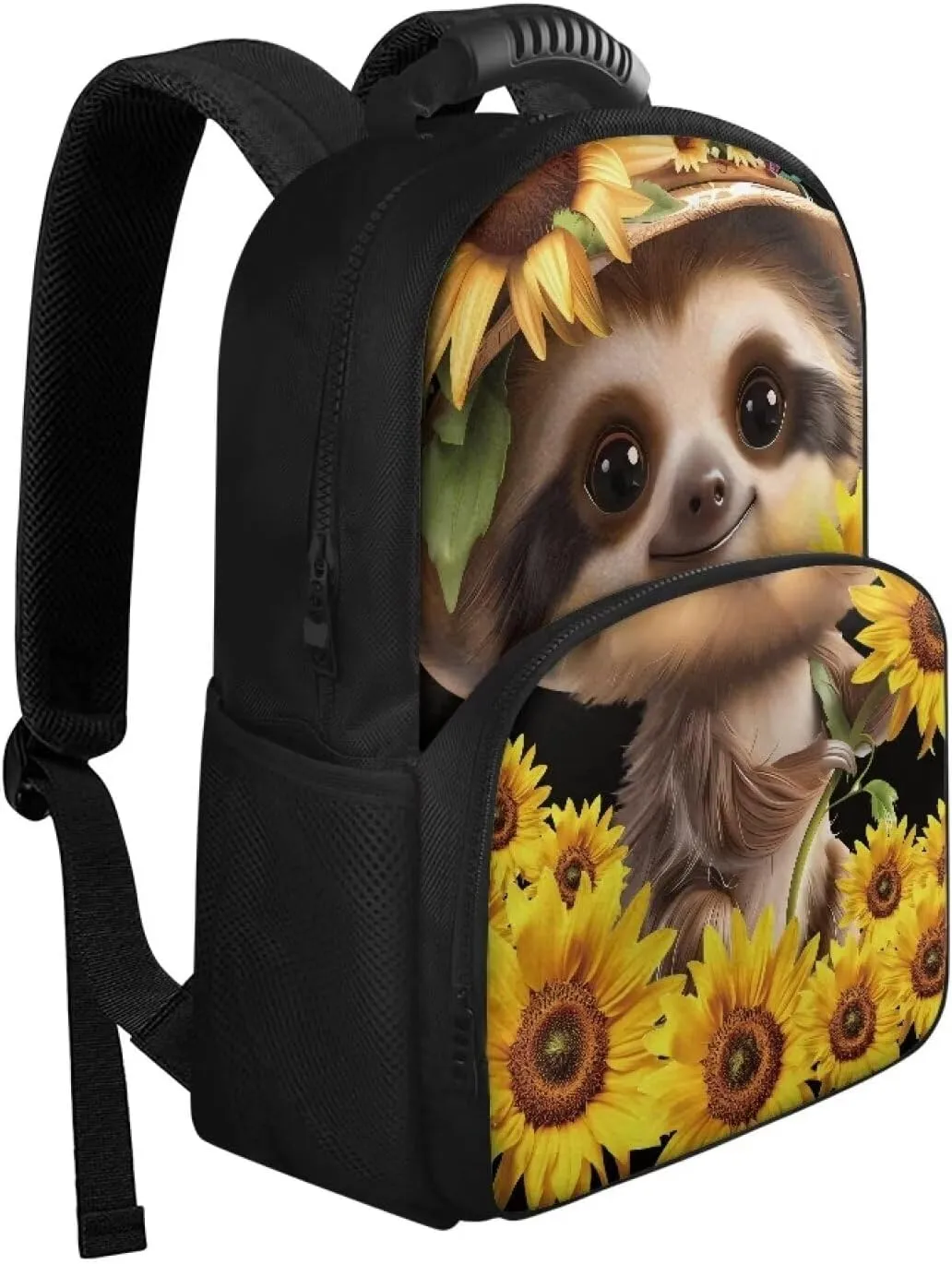 Gomyblomy Kawaii Sloth Cooler Backpack for Women Sunflower Floral Print Laptop Backpack for Travel Leakproof Insulated Lunch Backpack Cooler Lightweight Thermal Bag