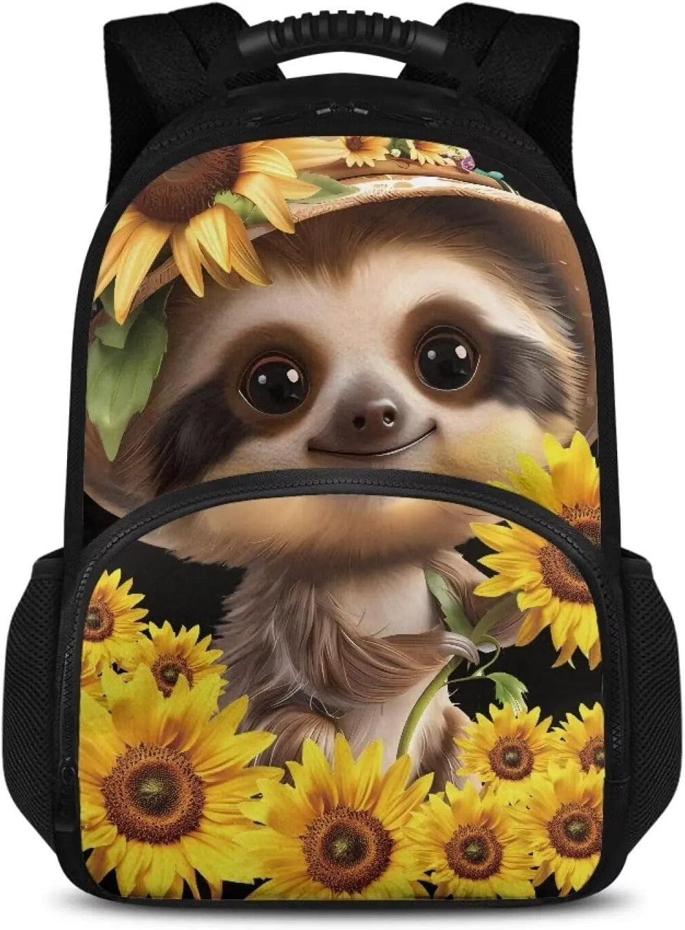 Gomyblomy Kawaii Sloth Cooler Backpack for Women Sunflower Floral Print Laptop Backpack for Travel Leakproof Insulated Lunch Backpack Cooler Lightweight Thermal Bag