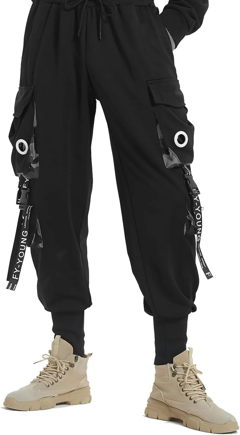 Hello MrLin Men's Jogger Pants Punk Cargo Baggy Techwear Hip Hop Harem Pants Streetwear Tactical Track Pants
