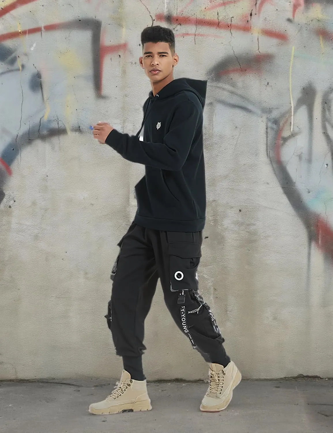 Hello MrLin Men's Jogger Pants Punk Cargo Baggy Techwear Hip Hop Harem Pants Streetwear Tactical Track Pants