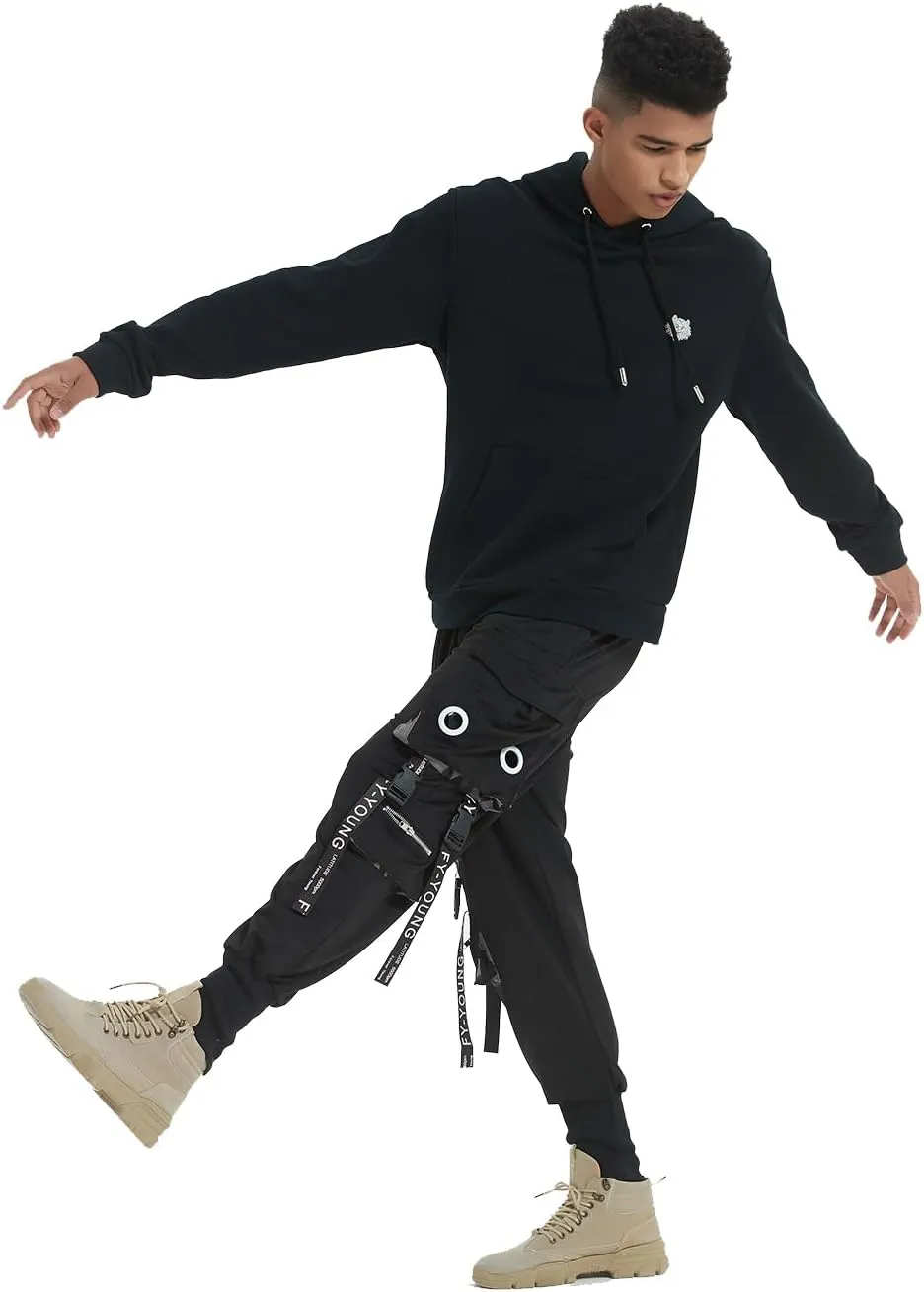 Hello MrLin Men's Jogger Pants Punk Cargo Baggy Techwear Hip Hop Harem Pants Streetwear Tactical Track Pants