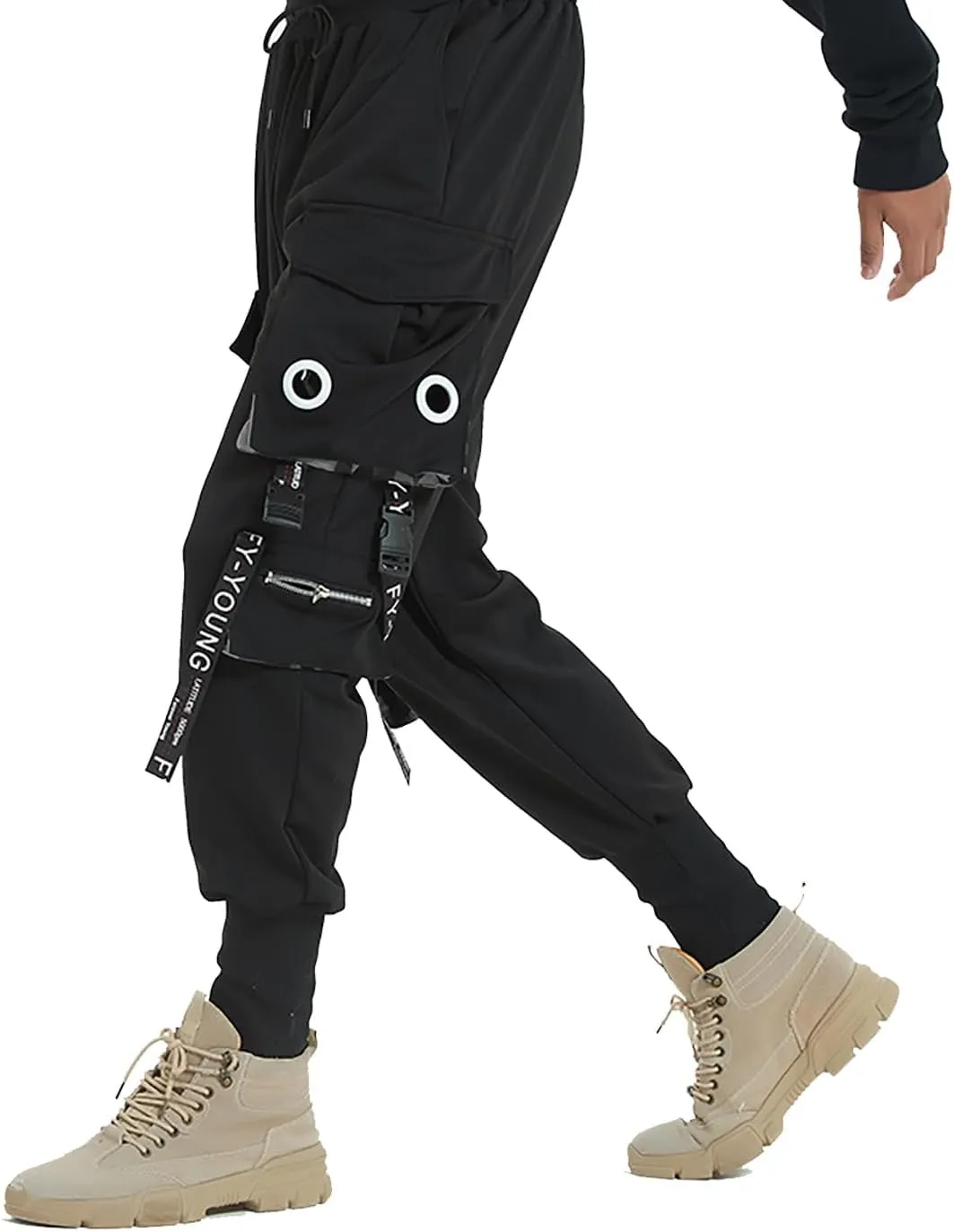 Hello MrLin Men's Jogger Pants Punk Cargo Baggy Techwear Hip Hop Harem Pants Streetwear Tactical Track Pants