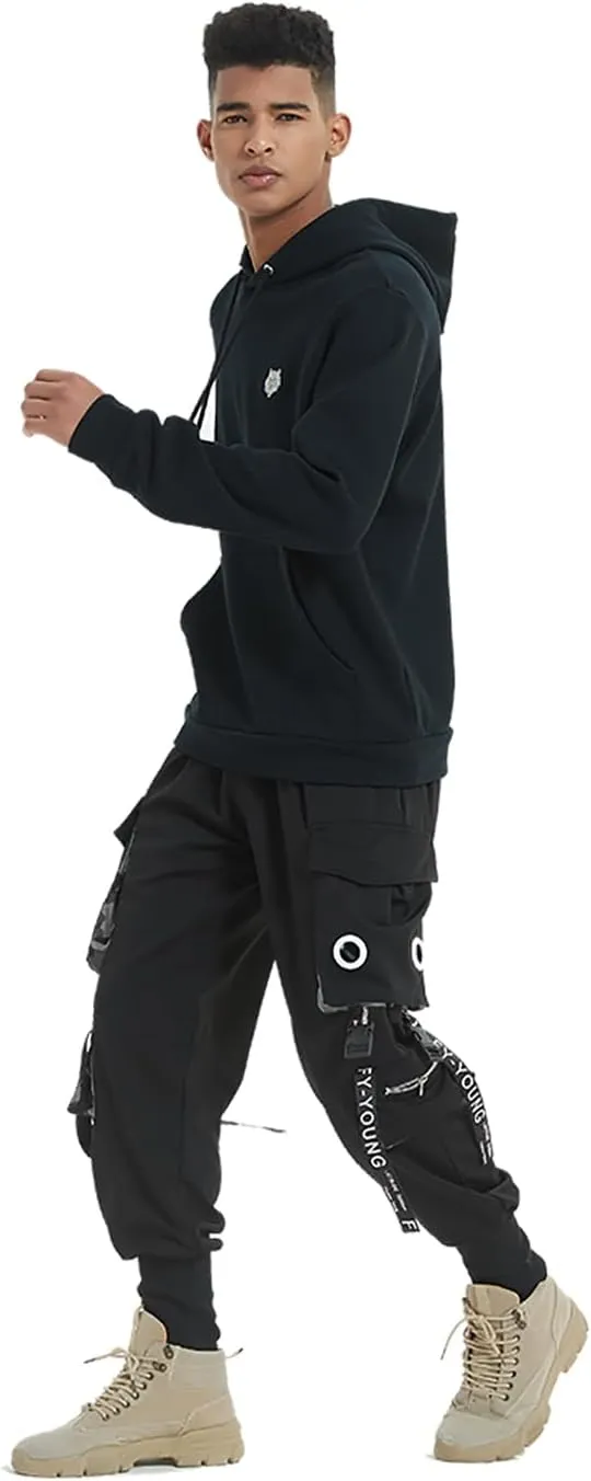 Hello MrLin Men's Jogger Pants Punk Cargo Baggy Techwear Hip Hop Harem Pants Streetwear Tactical Track Pants