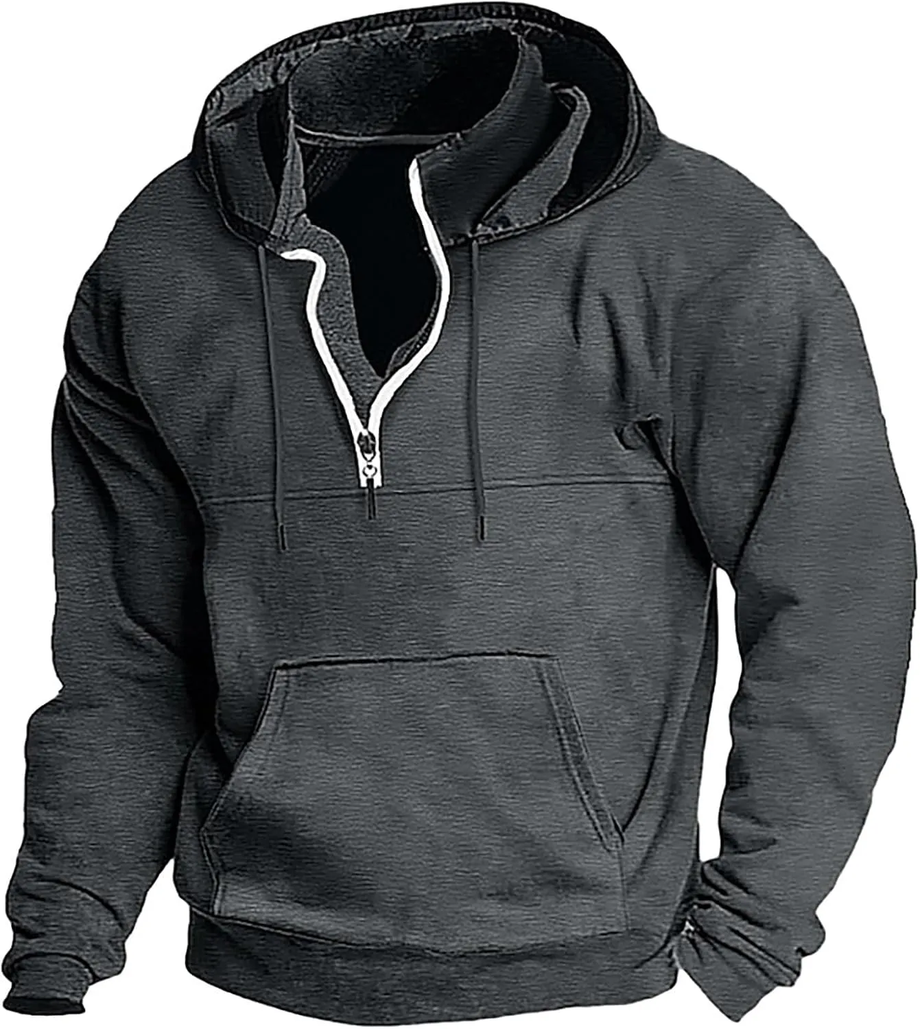 Hoodies for Men Quarter Zip Up Hoodie Pullover Loose Fit Heavyweight Hooded Sweatshirt for Men with Pocket