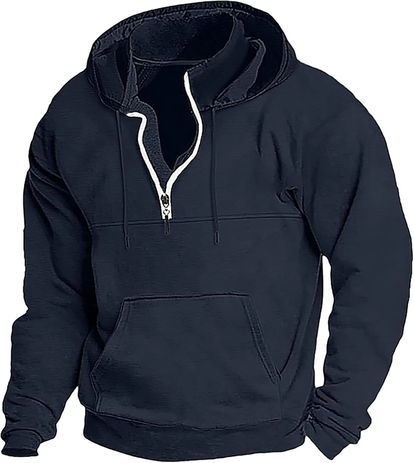 Hoodies for Men Quarter Zip Up Hoodie Pullover Loose Fit Heavyweight Hooded Sweatshirt for Men with Pocket