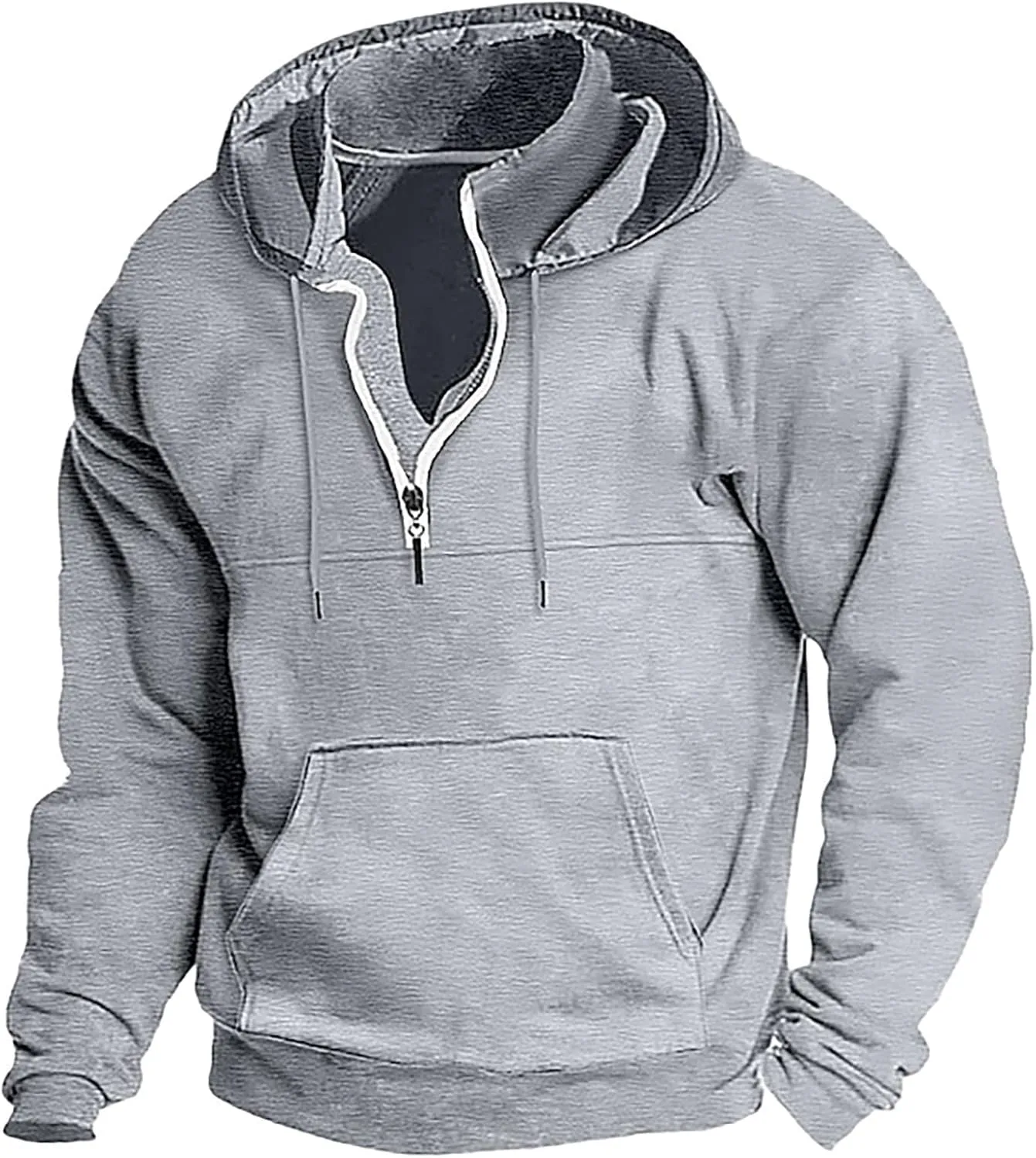 Hoodies for Men Quarter Zip Up Hoodie Pullover Loose Fit Heavyweight Hooded Sweatshirt for Men with Pocket