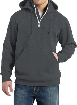 Hoodies for Men Quarter Zip Up Hoodie Pullover Loose Fit Heavyweight Hooded Sweatshirt for Men with Pocket