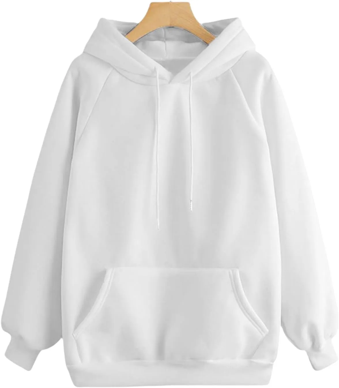 Hoodies for Women Pullover Basic Solid Long Sleeve Crewneck Sweatshirts for Teens Girls Oversized Hooded Tops