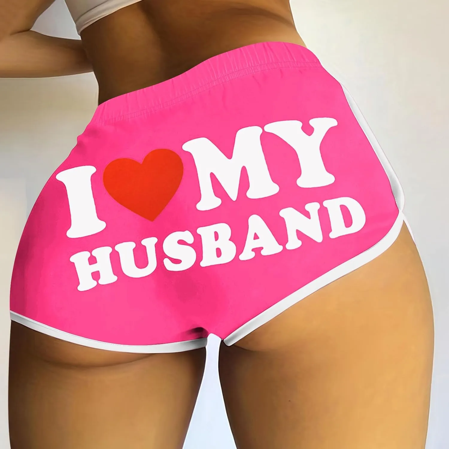 I Love My Husband Booty Shorts Womens Sexy 3" High Waist Yoga Biker Shorts Soft Spandex Dance Hot Pants Butt Lifting Leggings
