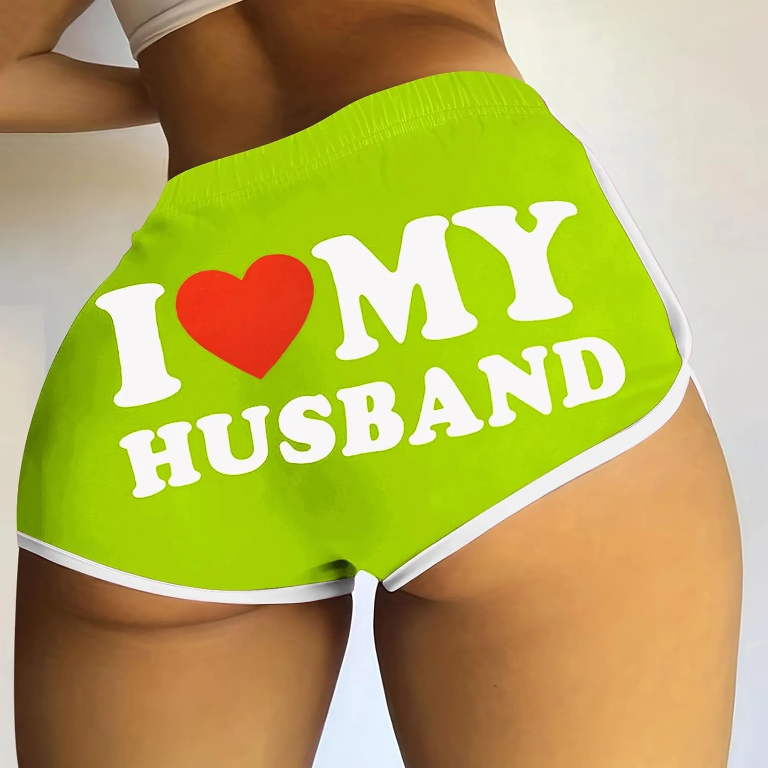 I Love My Husband Booty Shorts Womens Sexy 3" High Waist Yoga Biker Shorts Soft Spandex Dance Hot Pants Butt Lifting Leggings