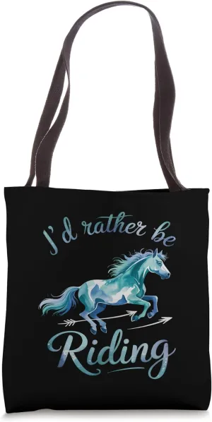 I'd Rather Be Riding Horses Lovers Kids Horseback Rider Men Tote Bag