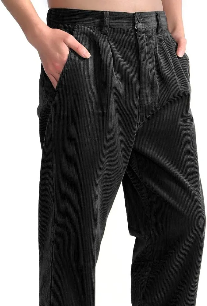 IDEALSANXUN Mens Corduroy Pants Casual Straight Leg Pleated Dress Pants