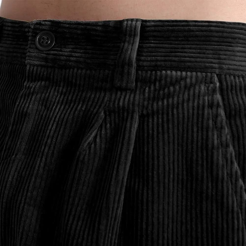 IDEALSANXUN Mens Corduroy Pants Casual Straight Leg Pleated Dress Pants