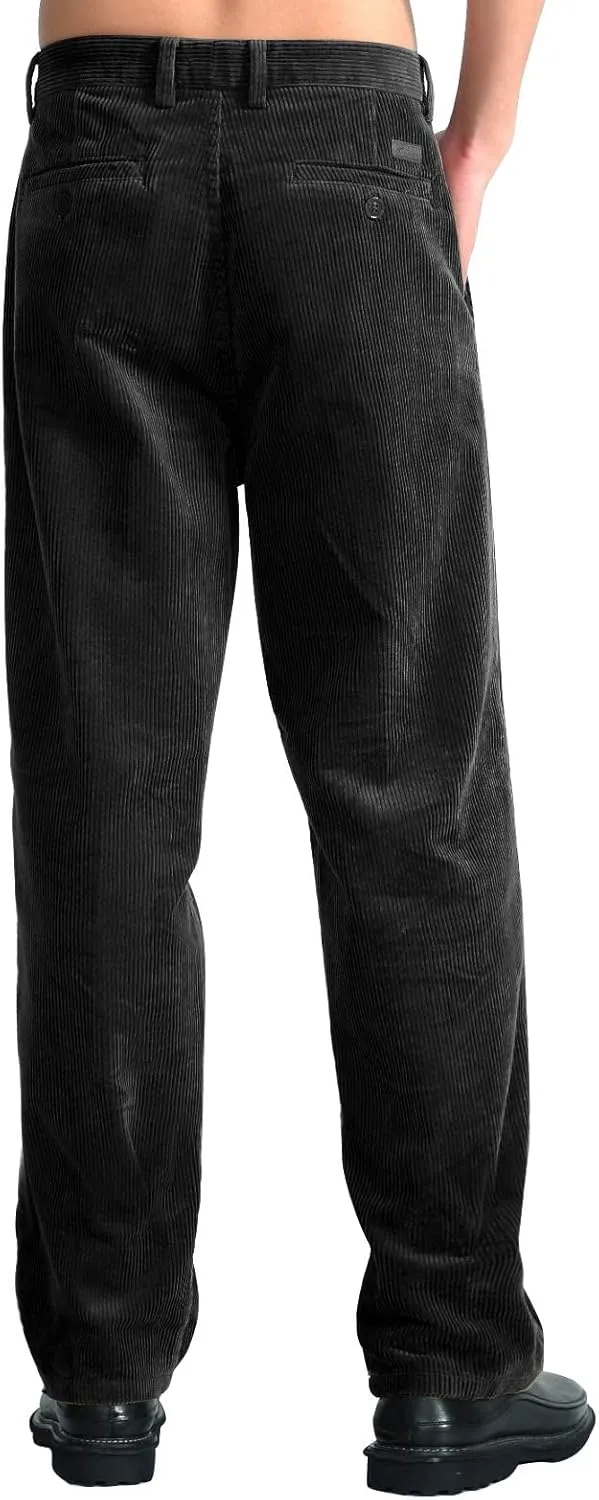 IDEALSANXUN Mens Corduroy Pants Casual Straight Leg Pleated Dress Pants