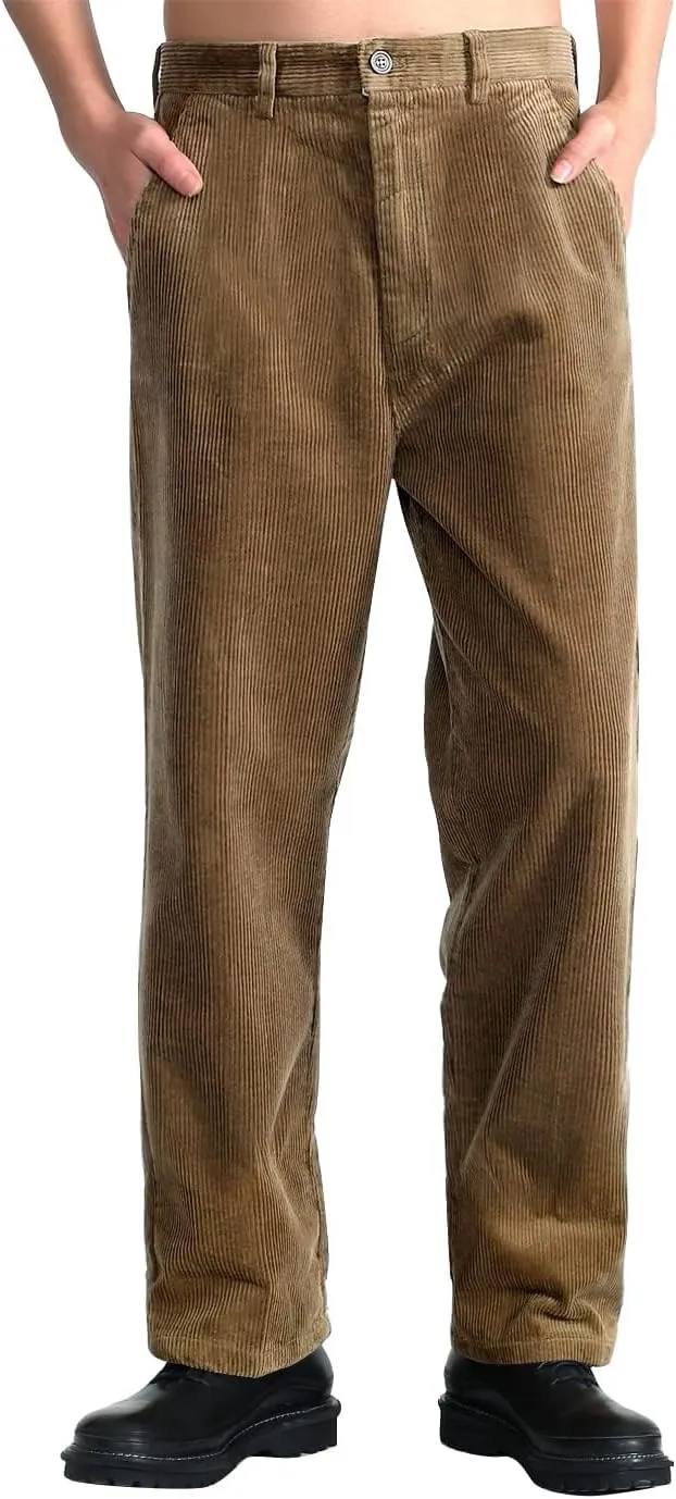IDEALSANXUN Mens Corduroy Pants Flat Front Straight Leg Casual Pants