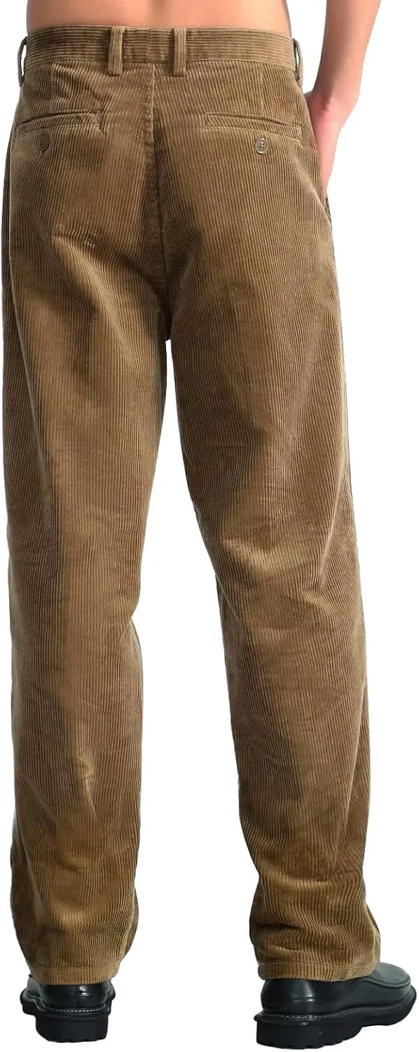 IDEALSANXUN Mens Corduroy Pants Flat Front Straight Leg Casual Pants