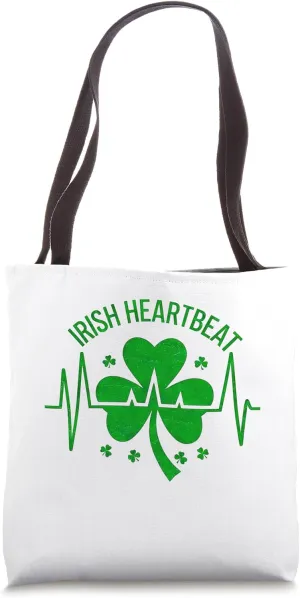 Irish Heartbeat St Patricks Day Luck Shamrock Nurse, Doctor Tote Bag
