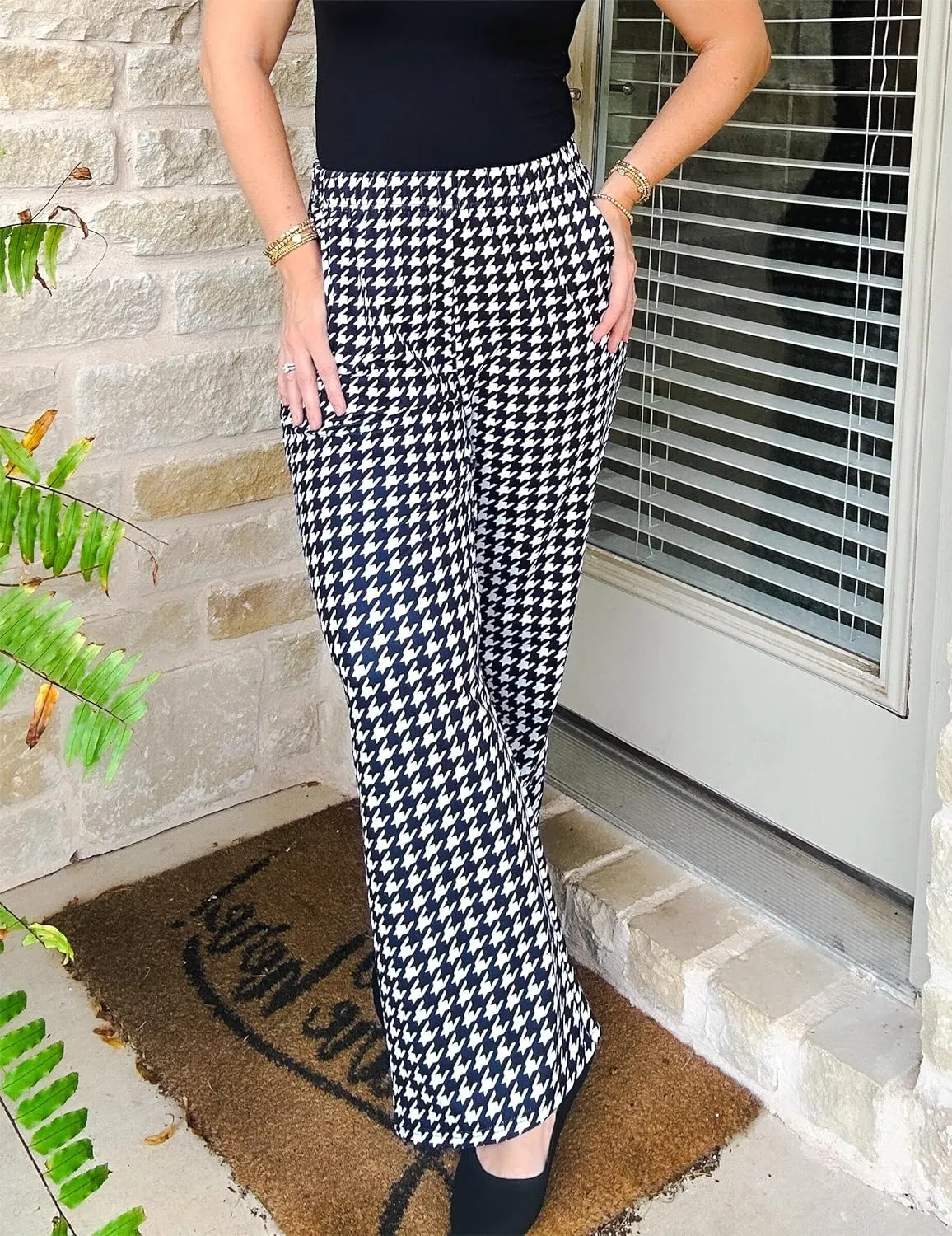 IWOLLENCE Women's Casual Loose Checkered Wide Leg Pants High Waist Straight Lounge Y2K Gingham Trousers Summer