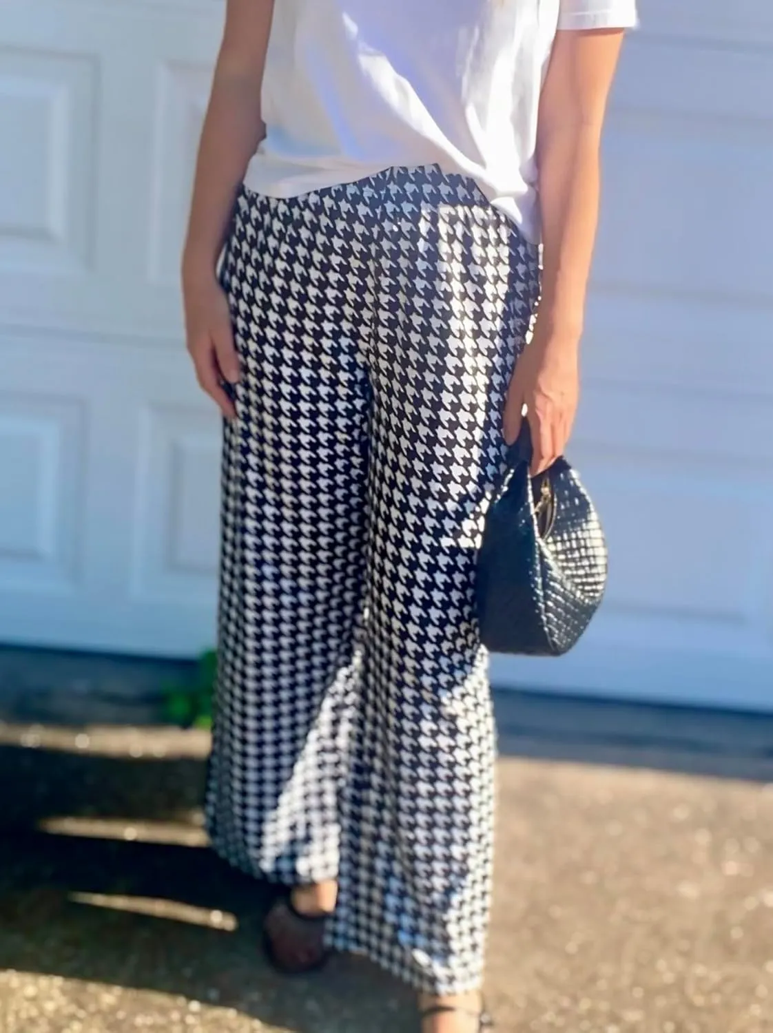 IWOLLENCE Women's Casual Loose Checkered Wide Leg Pants High Waist Straight Lounge Y2K Gingham Trousers Summer