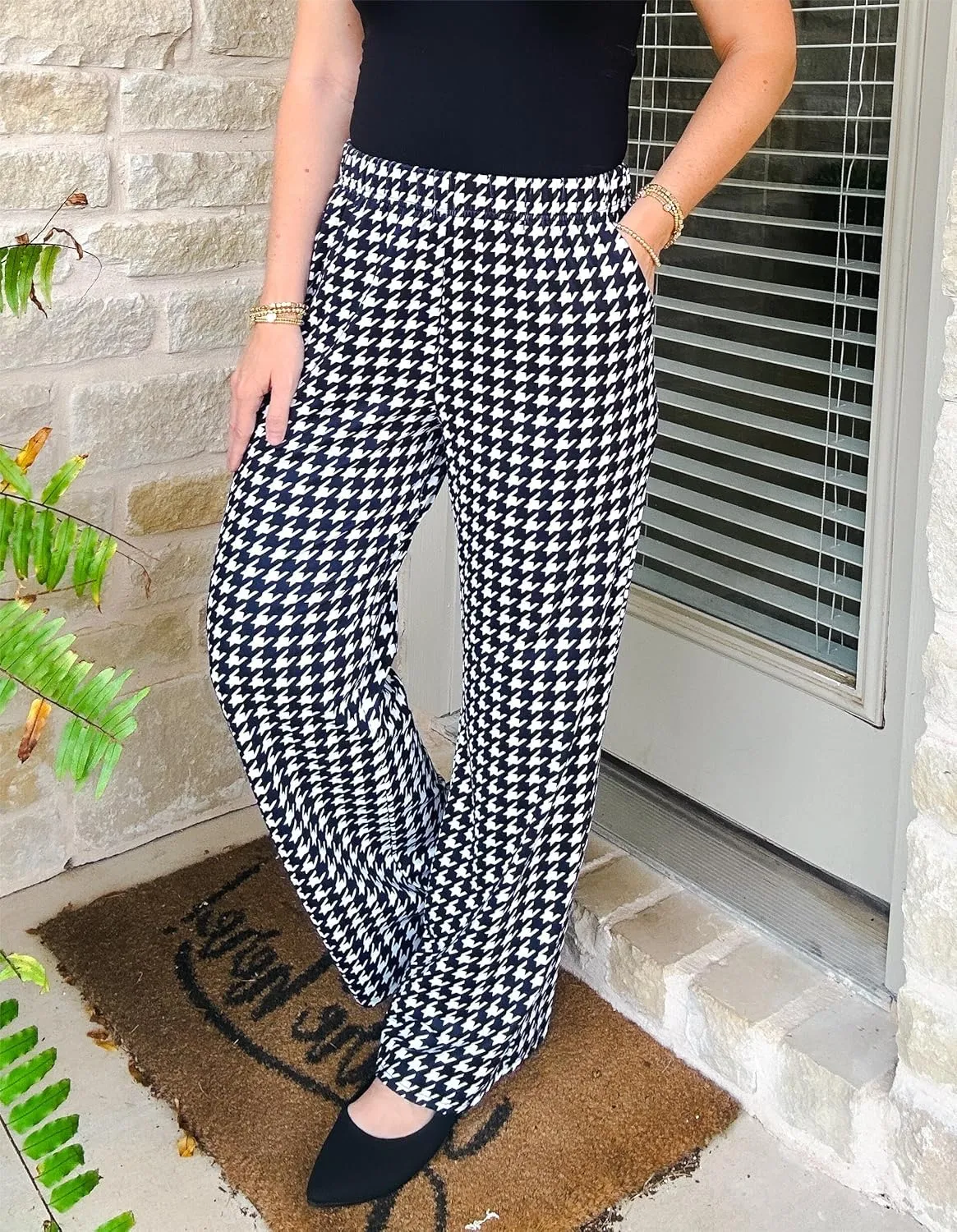 IWOLLENCE Women's Casual Loose Checkered Wide Leg Pants High Waist Straight Lounge Y2K Gingham Trousers Summer