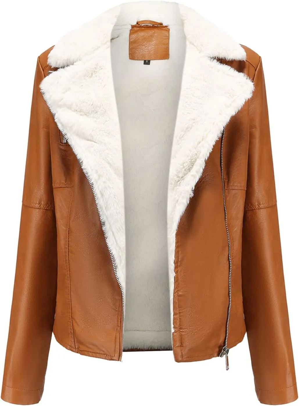 Jacket Women Motor Women Punk Tops Coat Zip Cropped Lapel Ladies Biker Women's Coat Cropped Leather Jacket Women