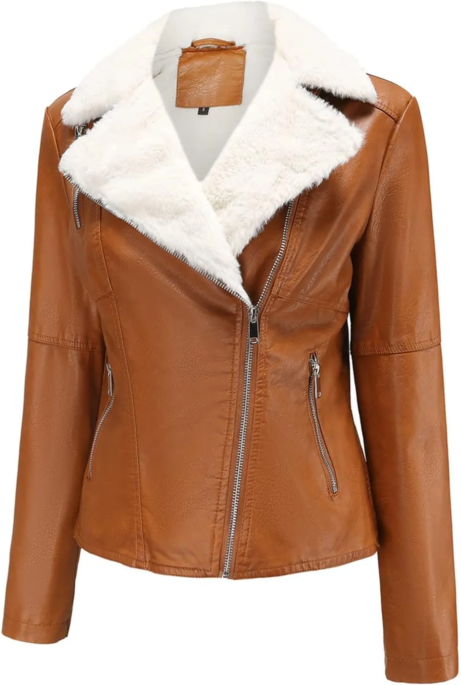 Jacket Women Motor Women Punk Tops Coat Zip Cropped Lapel Ladies Biker Women's Coat Cropped Leather Jacket Women