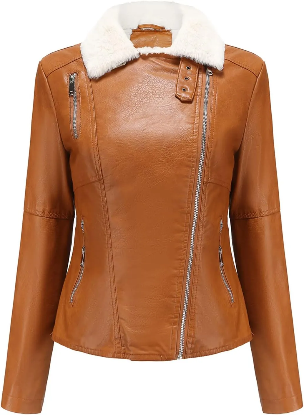 Jacket Women Motor Women Punk Tops Coat Zip Cropped Lapel Ladies Biker Women's Coat Cropped Leather Jacket Women