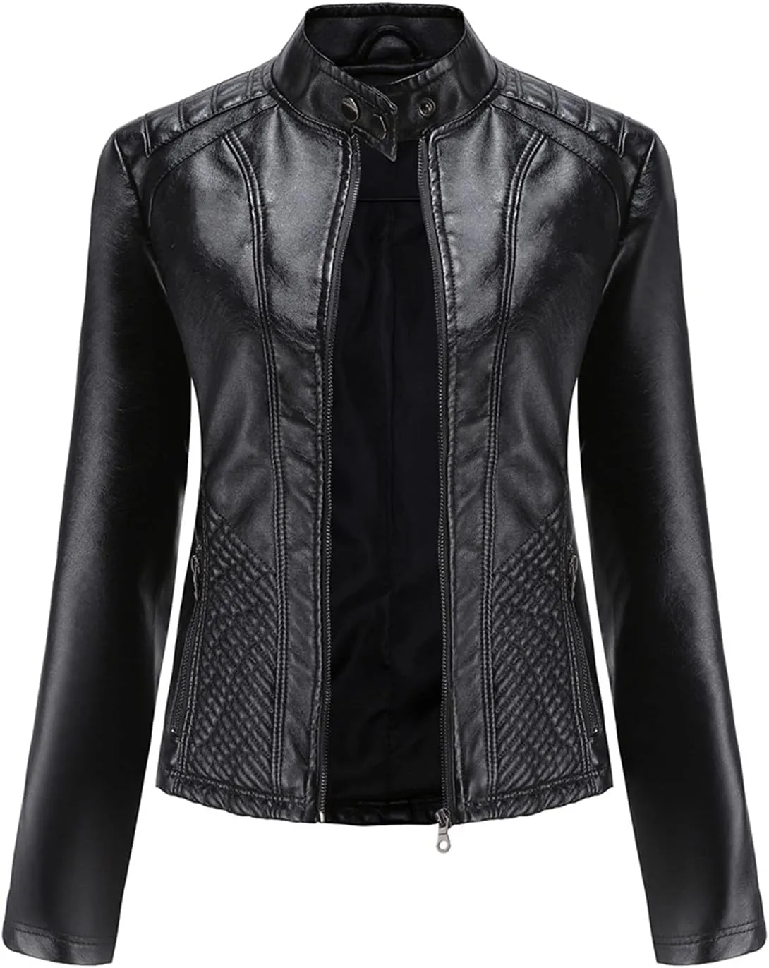 Jacket Women Motor Women Punk Tops Coat Zip Cropped Lapel Ladies Biker Women's Coat Cropped Leather Jacket Women