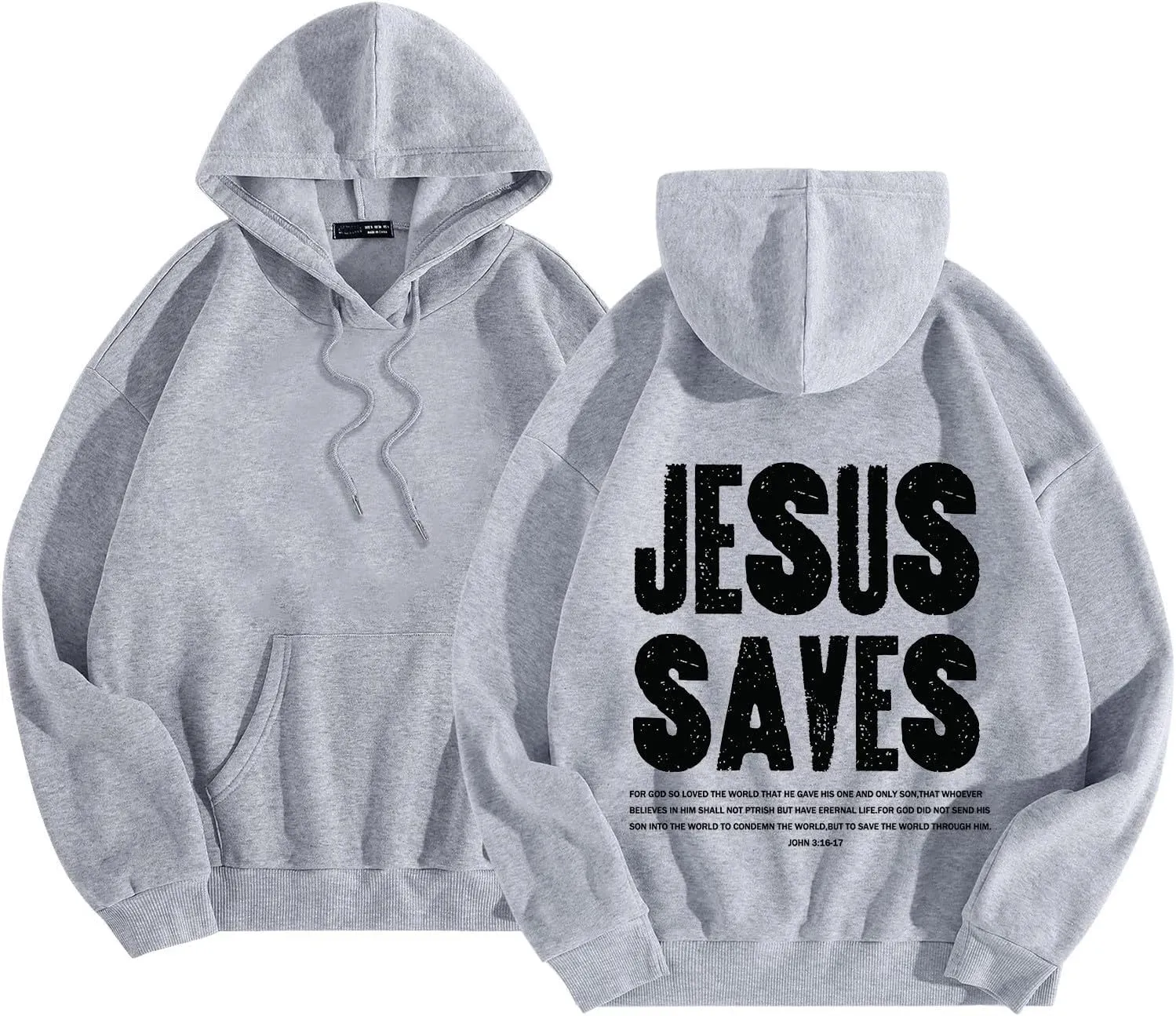 Jesus Saves Letter Print Hoodies for Men Christian Pullover with Pocket Faith Hooded Sweatshirt Religious Oversized Tops