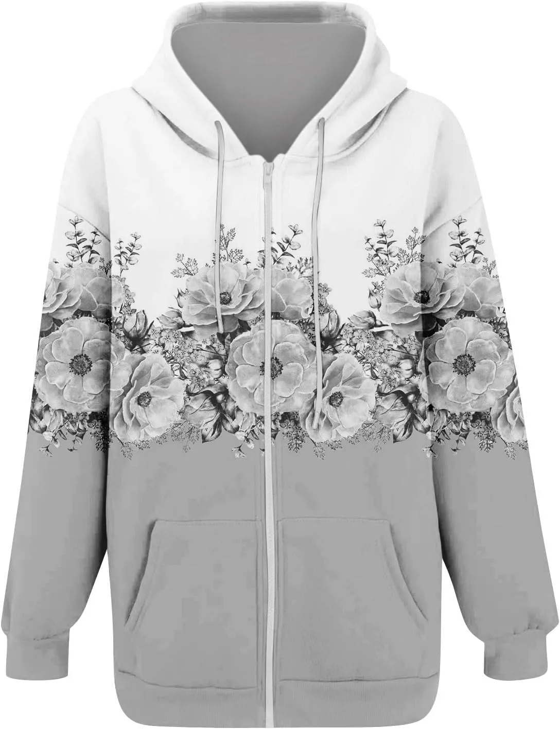 JJHAEVDY Zip Up Hoodie Women Solid Drawstring Sweatshirts Fall Outwear Jacket Hooded Coat Sports Activewear Pocket