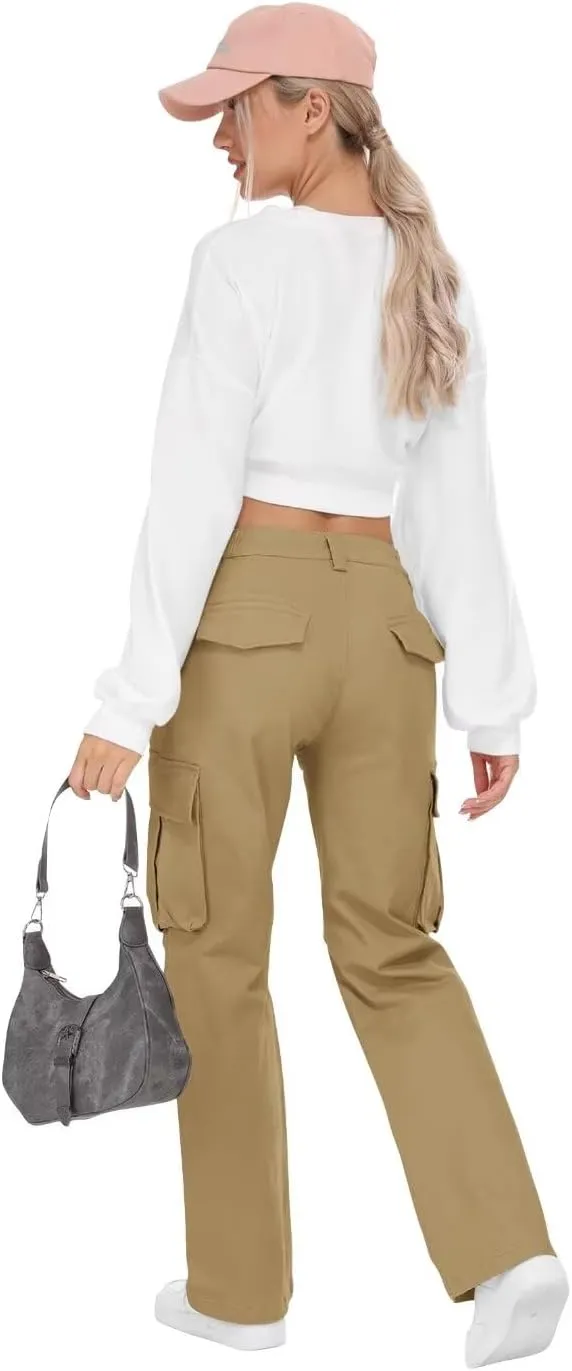 KOCTHOMY Hiking Pants Women Relaxed Fit Cargo Pants Casual Work Pants with Zipper Pockets No Belt