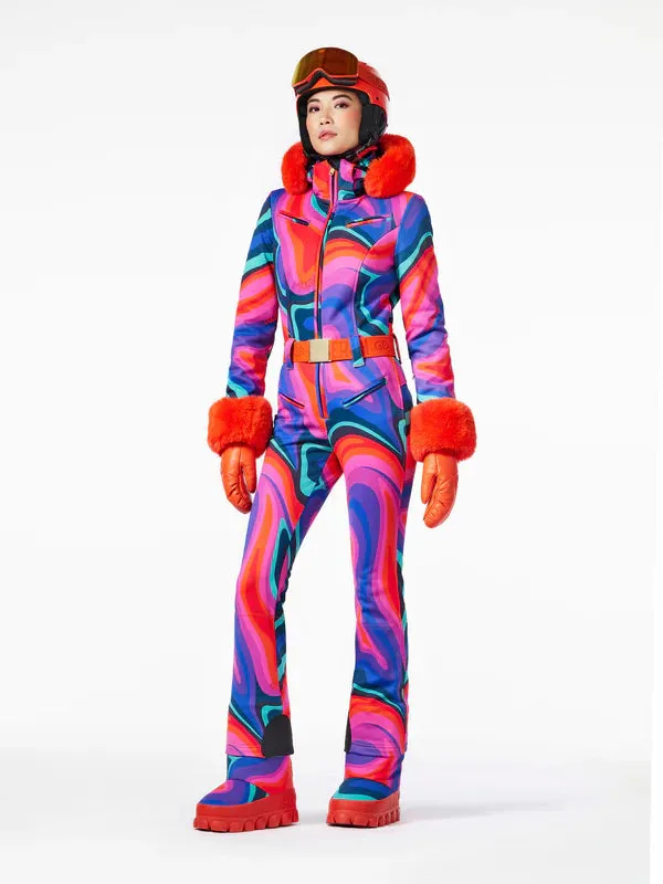 La Fete Faux Border Ski Suit  - Rainbow