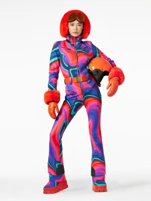 La Fete Faux Border Ski Suit  - Rainbow