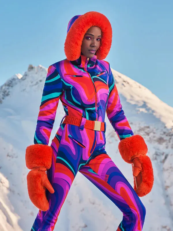 La Fete Faux Border Ski Suit  - Rainbow