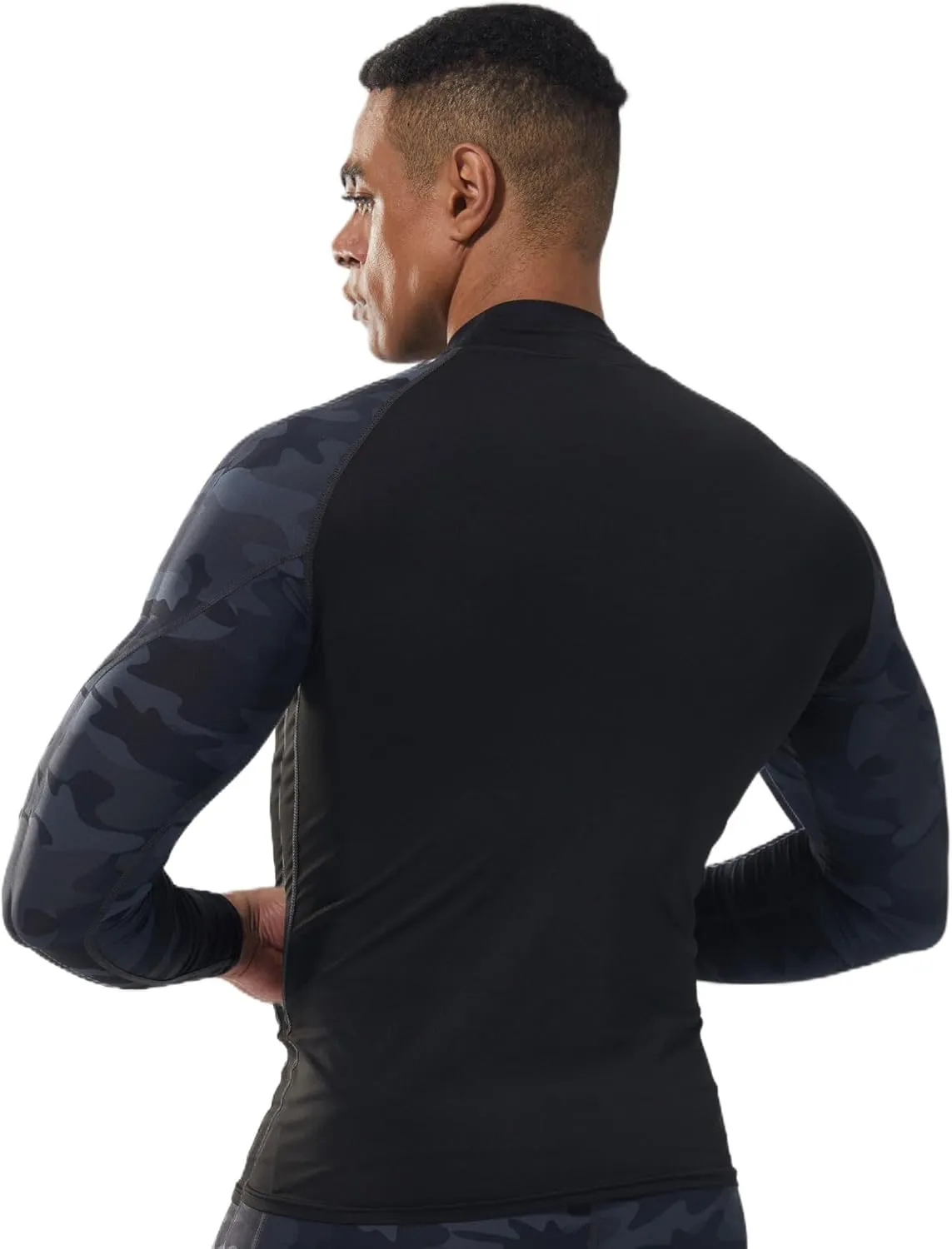 LANBAOSI 3 Pack Mens Mock Turtleneck Compression Shirts Long Sleeve Sun Protection Shirts Cooling Workout Gym Tops Undershirt