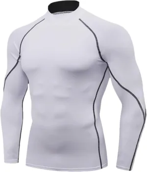LANBAOSI 3 Pack Mens Mock Turtleneck Compression Shirts Long Sleeve Sun Protection Shirts Cooling Workout Gym Tops Undershirt