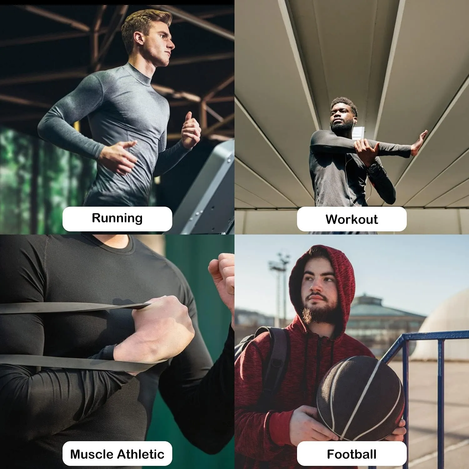 LANBAOSI 3 Pack Mens Mock Turtleneck Compression Shirts Long Sleeve Sun Protection Shirts Cooling Workout Gym Tops Undershirt
