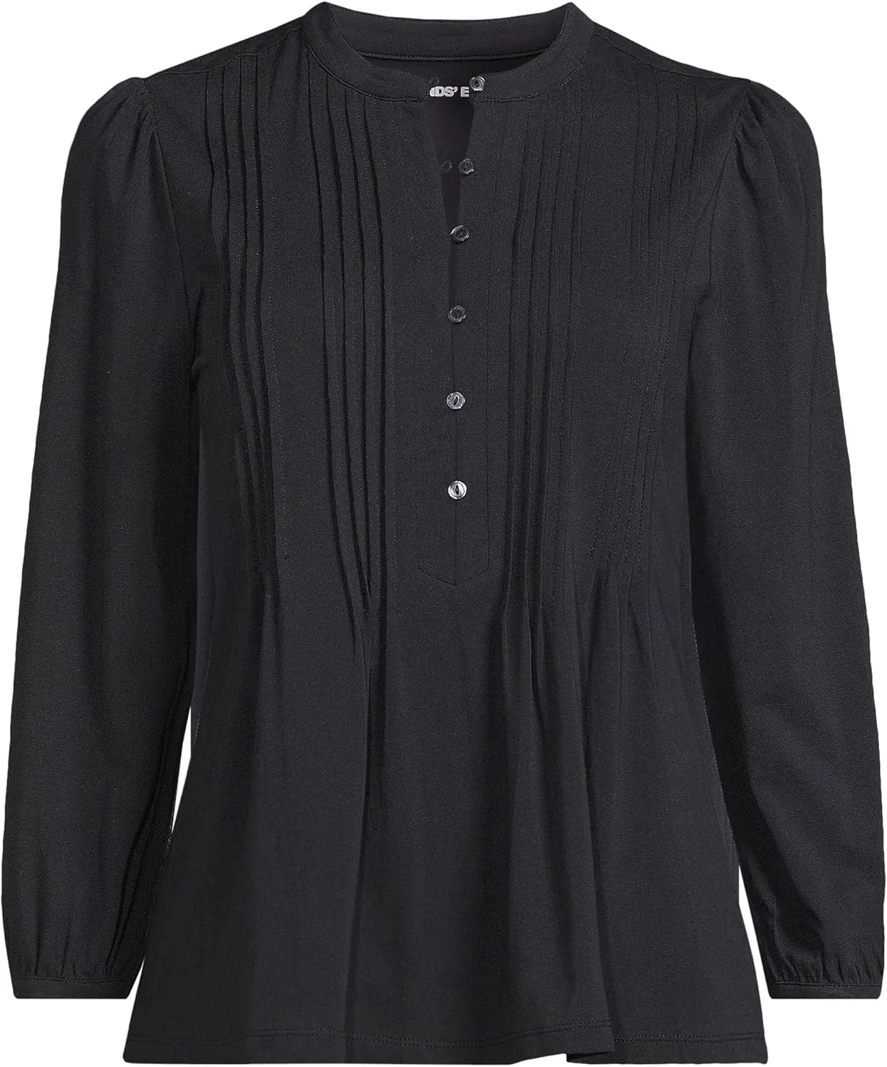 Lands' End Women's Lightweight Jersey Button Pintuck Top