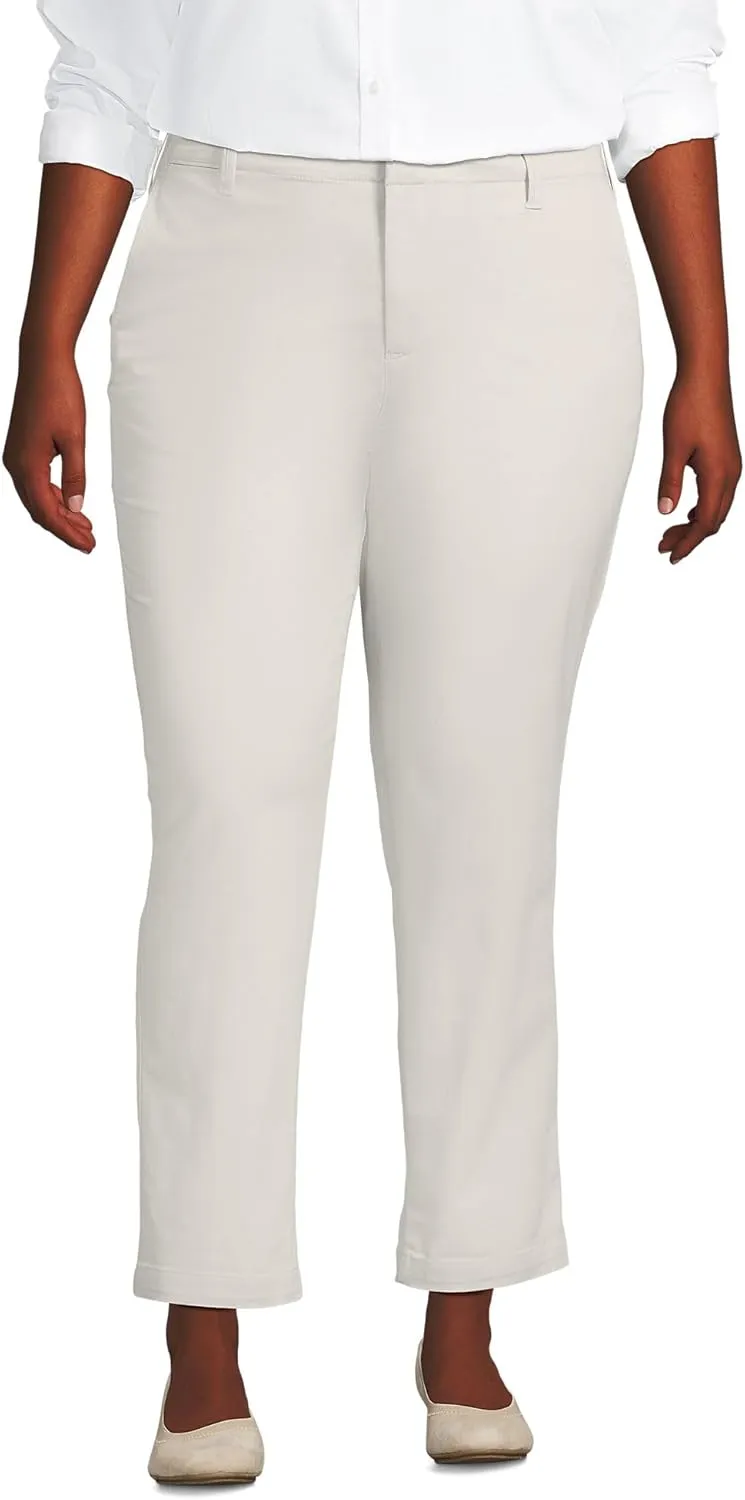 Lands' End Women's Mid Rise Classic Straight Leg Chino Ankle Pants