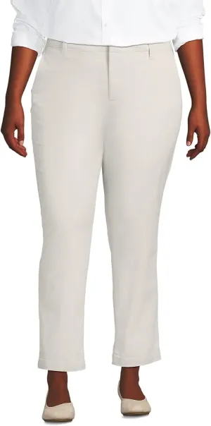 Lands' End Women's Mid Rise Classic Straight Leg Chino Ankle Pants