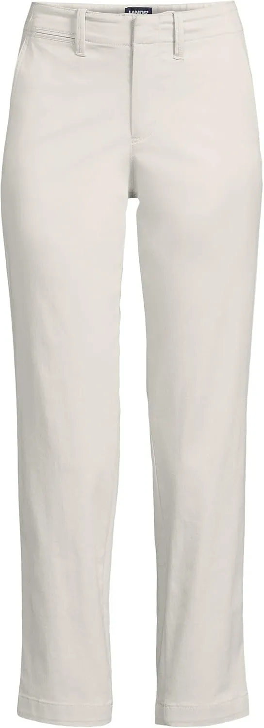 Lands' End Women's Mid Rise Classic Straight Leg Chino Ankle Pants