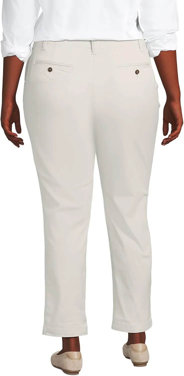 Lands' End Women's Mid Rise Classic Straight Leg Chino Ankle Pants