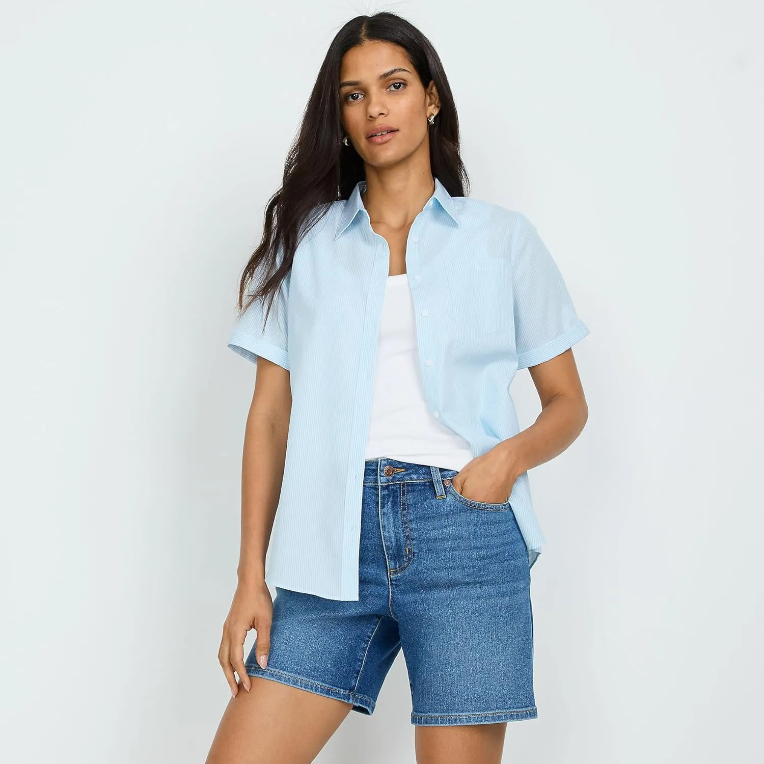 Lands' End Women's Recover Mid Rise 7" Jean Shorts