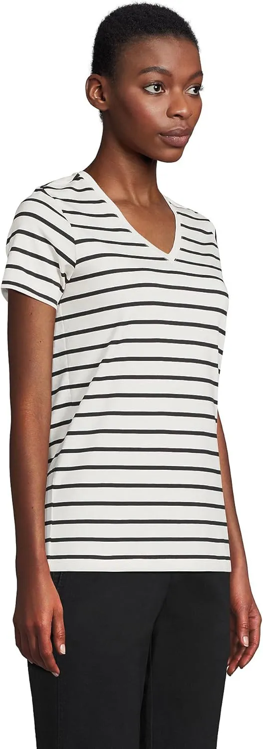 Lands' End Women's Relaxed American-Grown Supima Cotton V-Neck T-Shirt