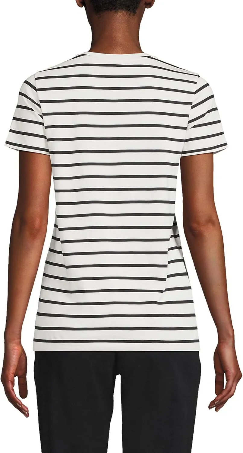 Lands' End Women's Relaxed American-Grown Supima Cotton V-Neck T-Shirt