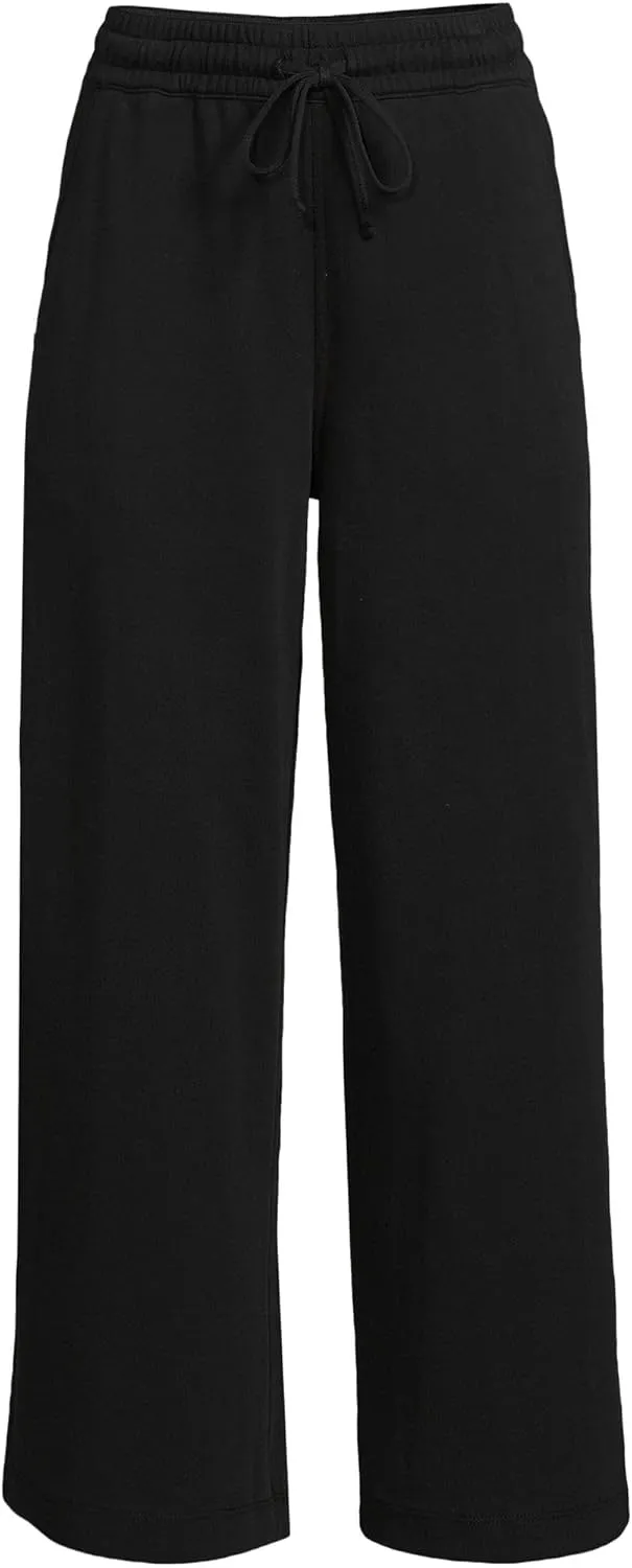 Lands' End Women's Sport Knit Pull On Drawstring Wide Leg Crop Pants