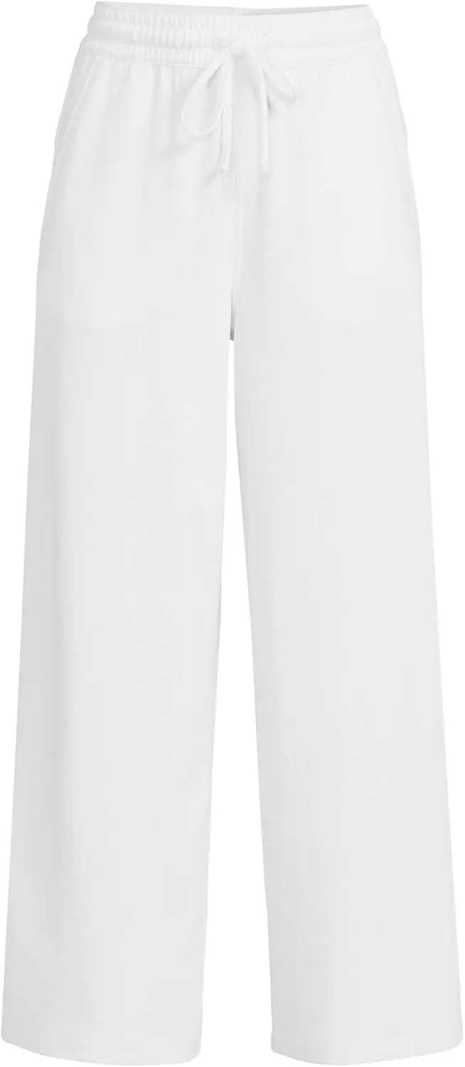 Lands' End Women's Sport Knit Pull On Drawstring Wide Leg Crop Pants