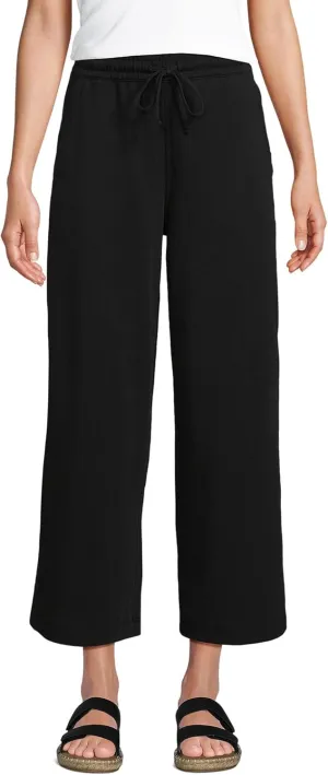 Lands' End Women's Sport Knit Pull On Drawstring Wide Leg Crop Pants